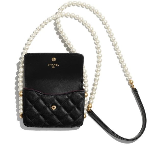 Chanel Mini Clutch Bag Flap Card Holder with pearls chain NEW - Picture 10 of 14